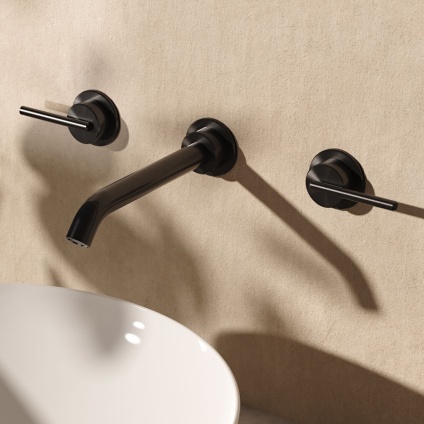 Lifestyle image of Crosswater 3ONE6 Lever Slate 3 Hole Wall Mounted Basin Mixer
